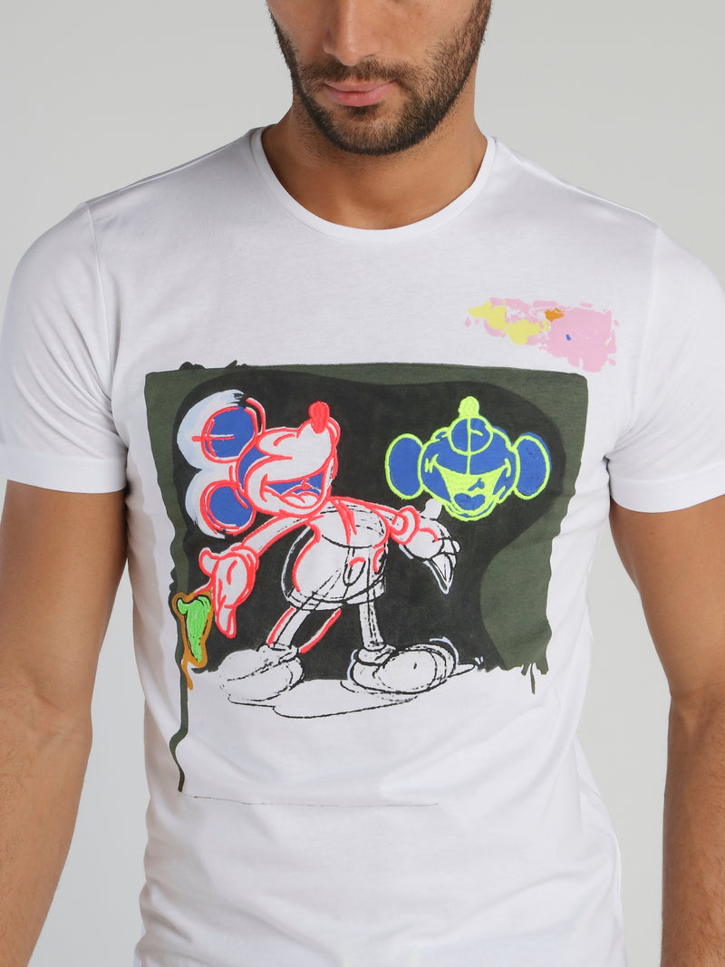 Mickey Mouse White Crewneck T-Shirt