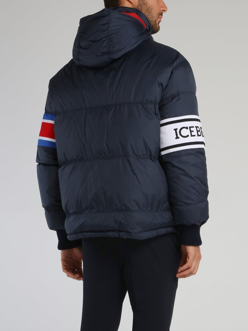 Navy Removable Hood Puffer Jacket