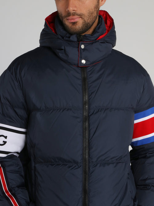 Navy Removable Hood Puffer Jacket