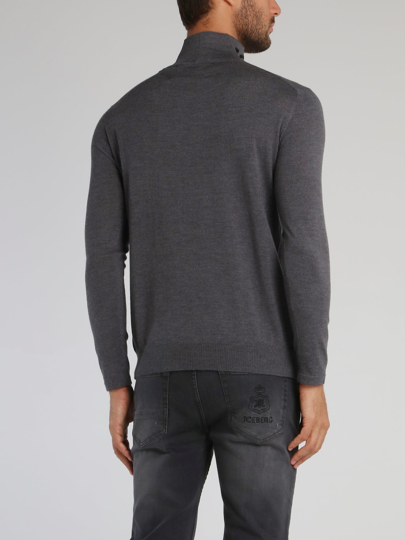 Grey Logo Knitted High Neck Top