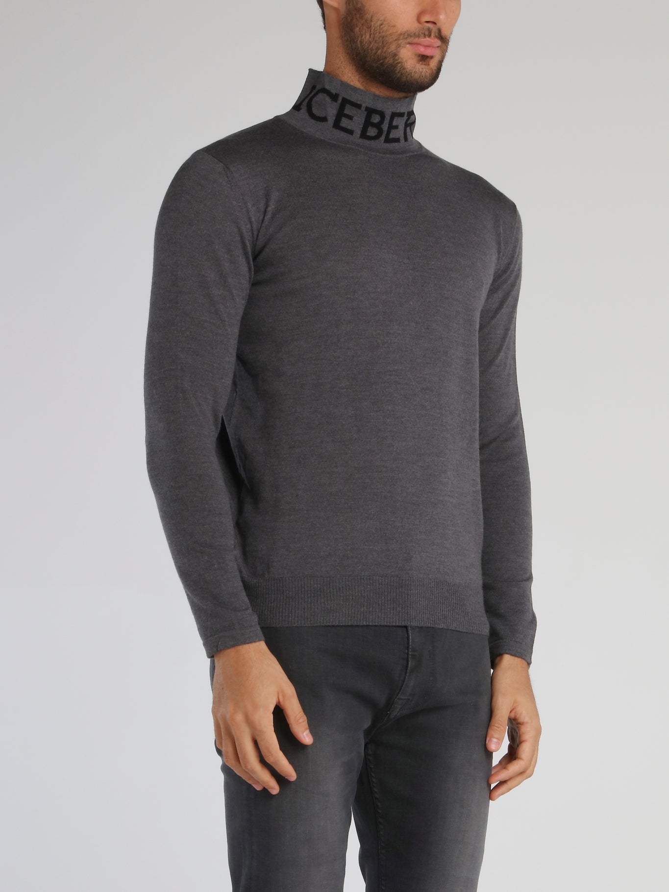 Grey Logo Knitted High Neck Top – Maison-B-More Global Store