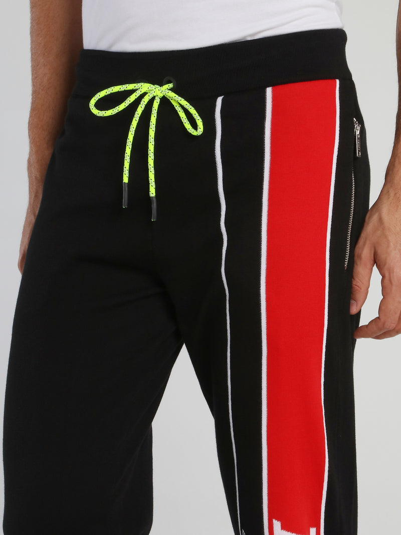 Black Carrot Fit Knitted Track Pants