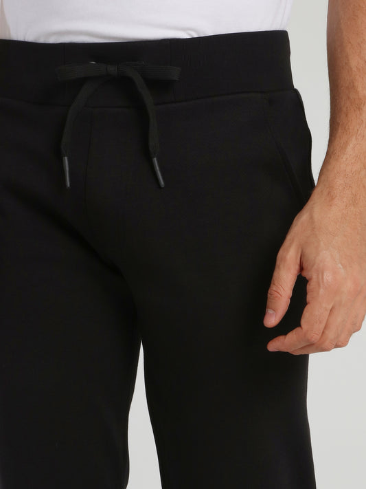 Black Logo Panel Cotton Trousers