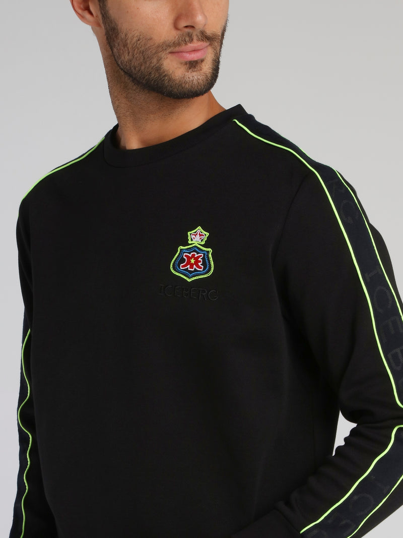 Black Logo Tape Appliquéd Sweatshirt