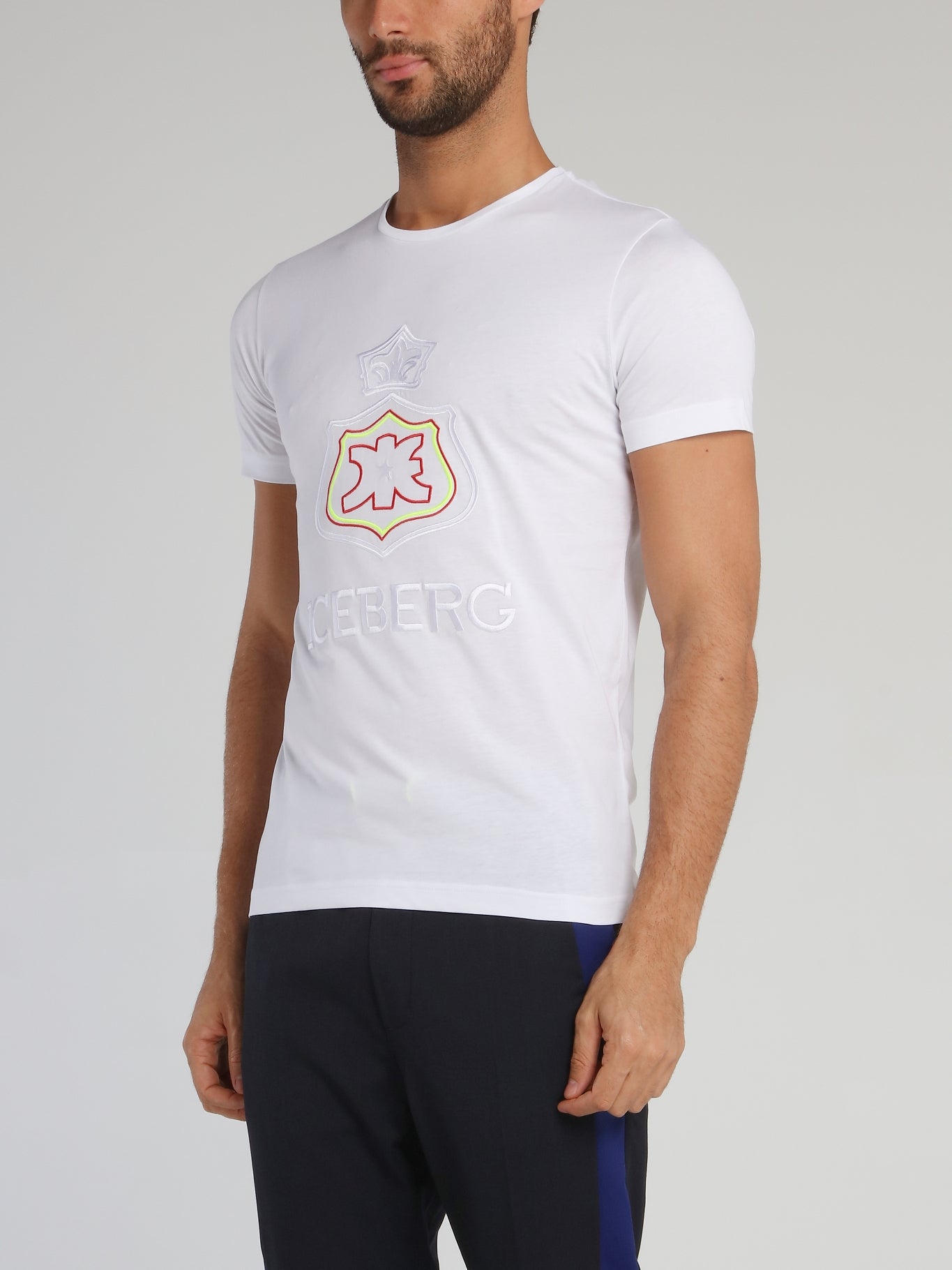 White Monogram Embroidered Cotton T-Shirt
