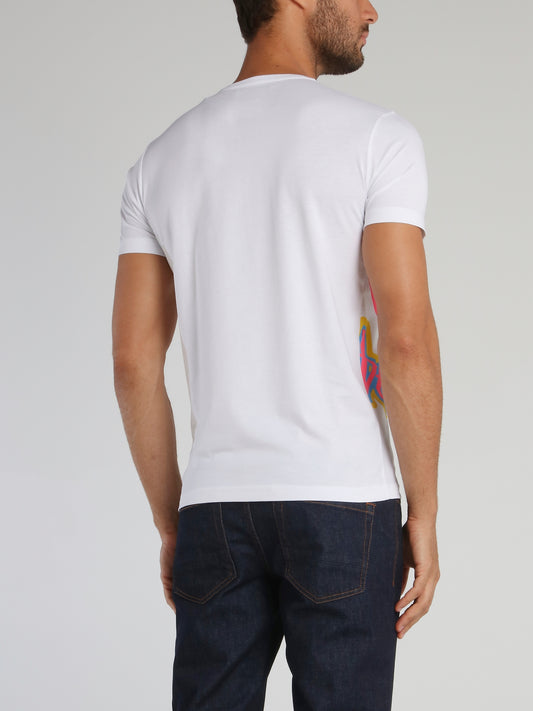White Logo Patch Print T-Shirt
