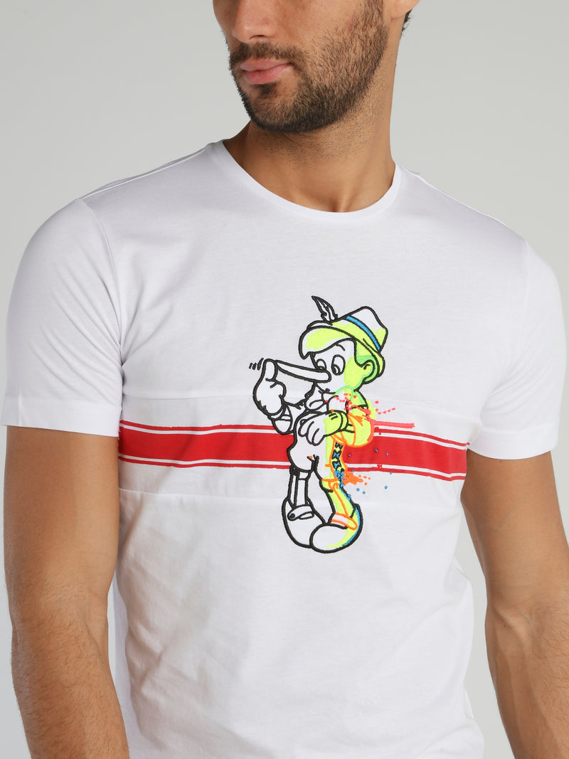 Pinocchio White Crewneck T-Shirt