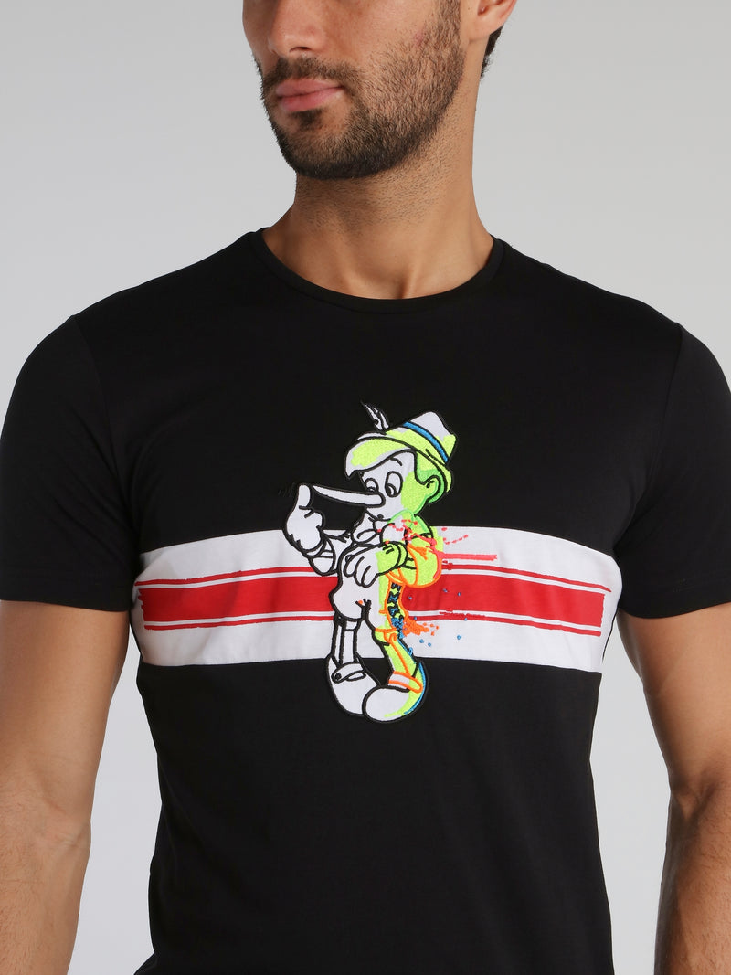 Pinocchio Black Crewneck T-Shirt