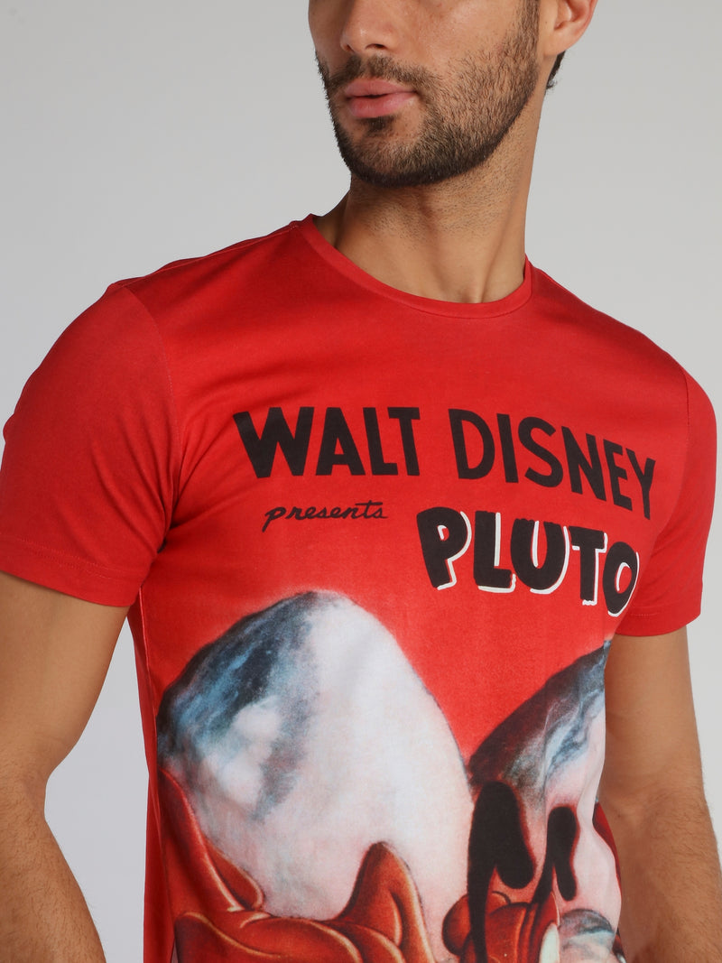 Pluto Red Graphic Print T-Shirt