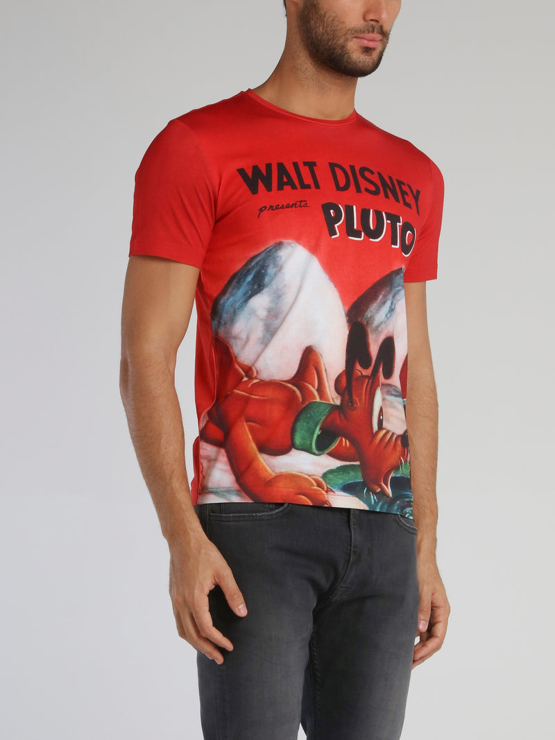 Pluto Red Graphic Print T-Shirt