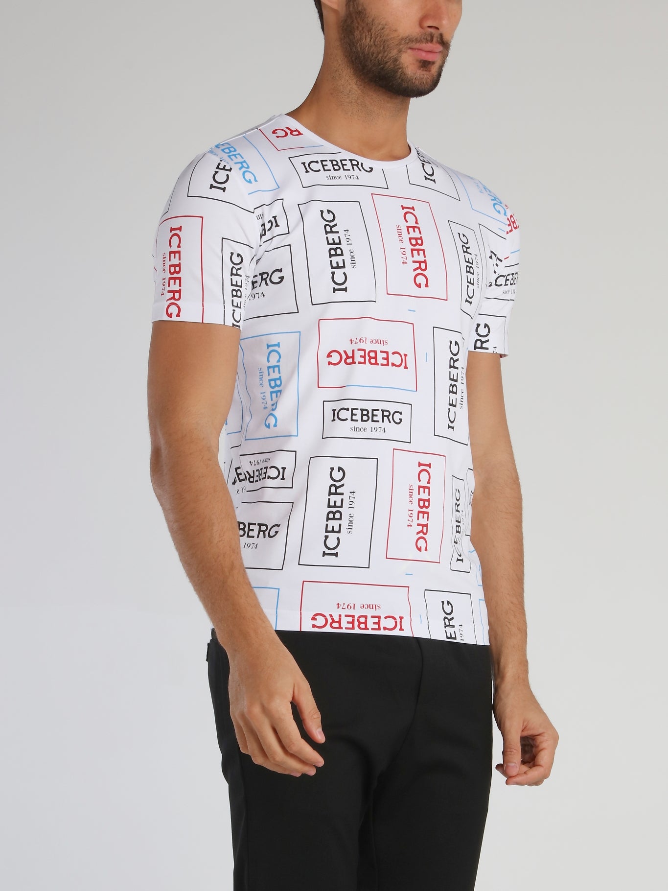 White T-Shirt With Multi Logo Print – Maison-B-More Global Store
