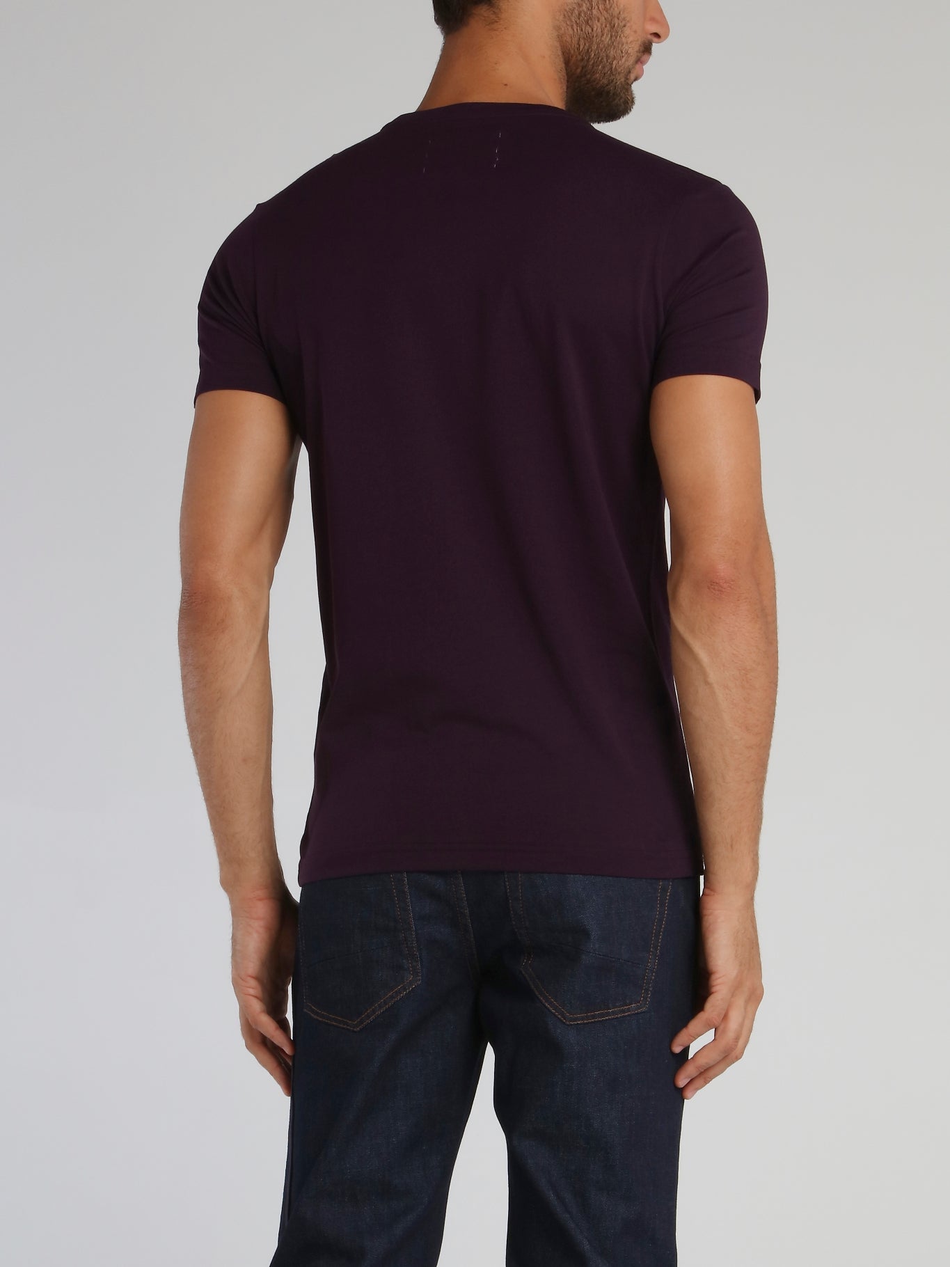 Purple Embroidered Logo Crewneck T-Shirt
