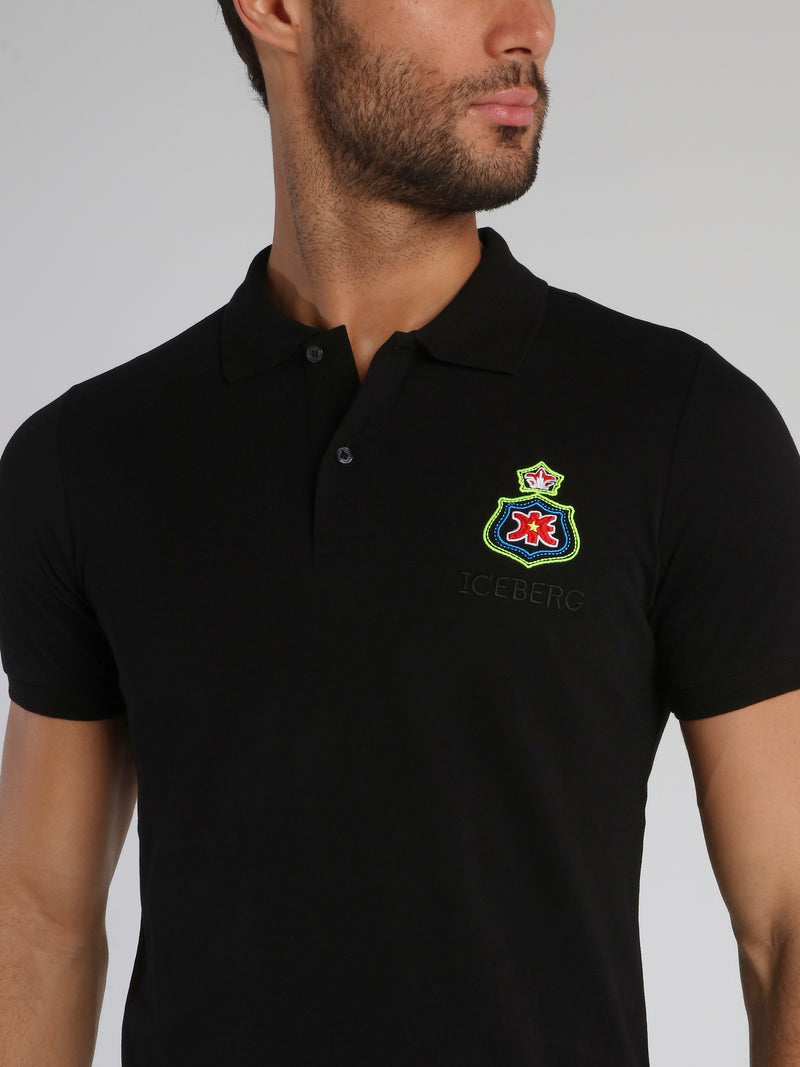 Black Embroidered Polo Shirt