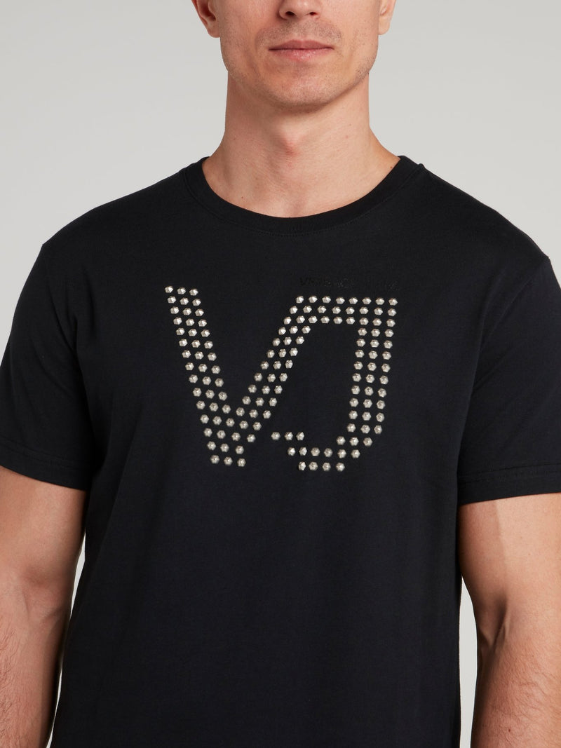 Black Studded Monogram T-Shirt