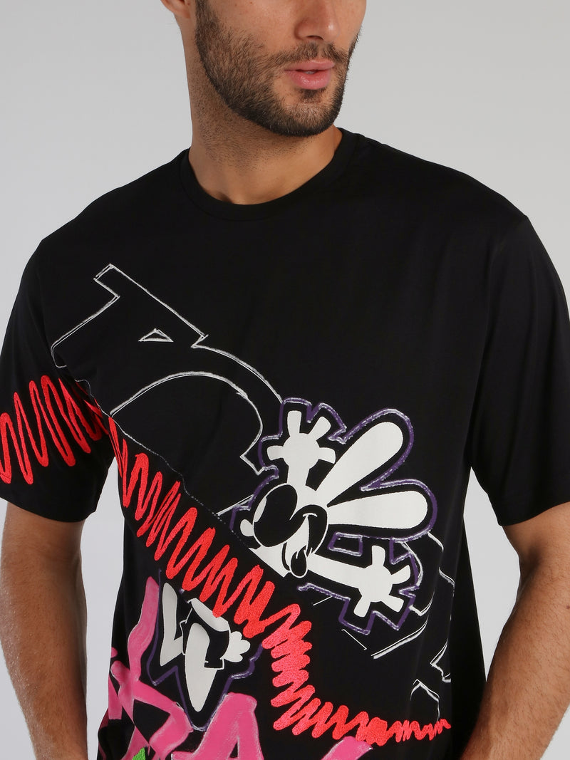 Mickey Mouse Black Cotton T-Shirt