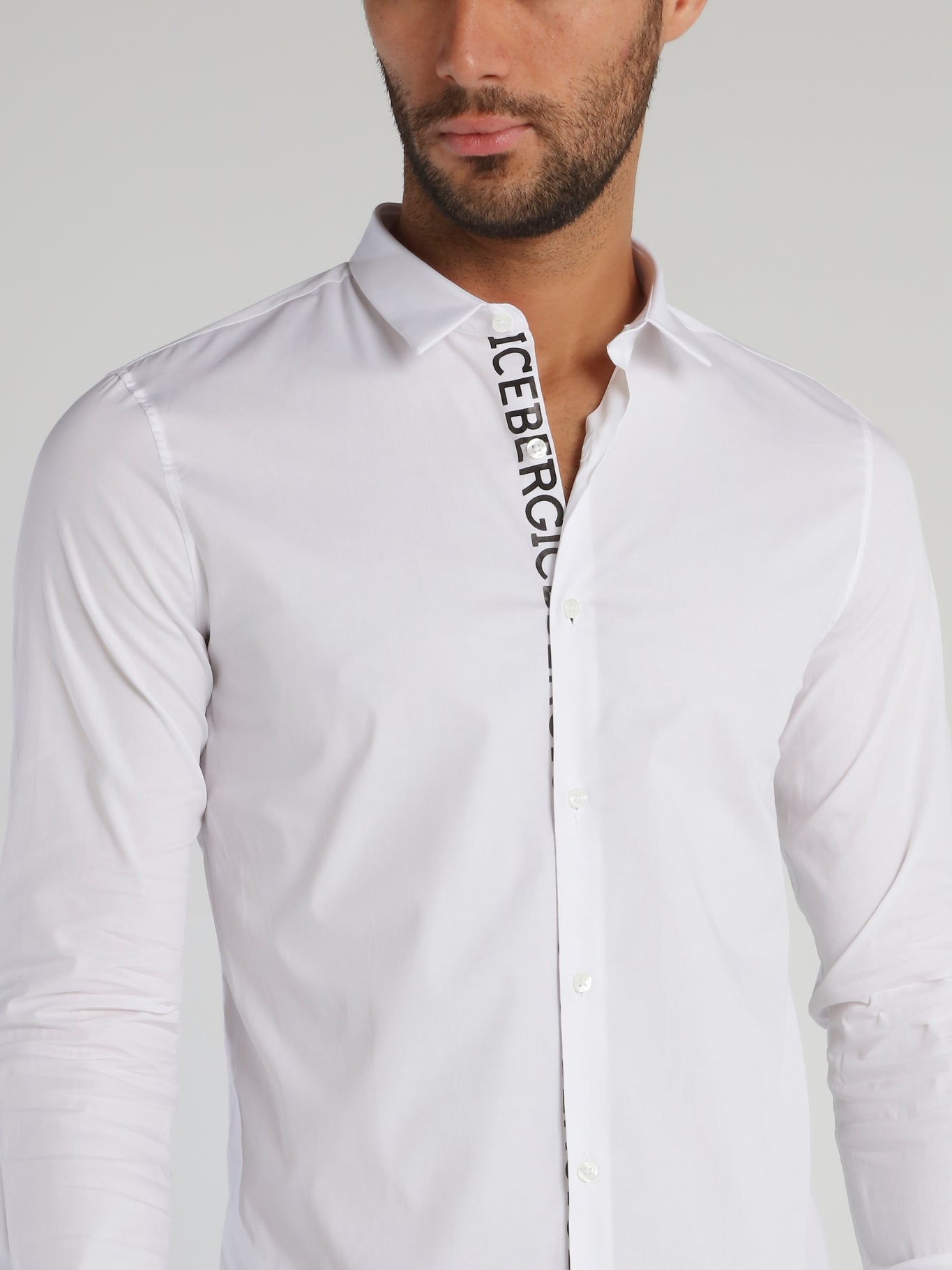 White Logo Tape Long Sleeve Polo Shirt