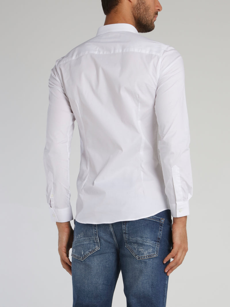 White Embroidered Monogram Long Sleeve Shirt Maison-B-More Global Store White Embroidered Monogram Long Sleeve Shirt Maison-B-More Global Store