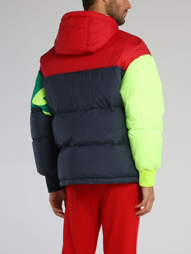 Colour Block Removable Hood Puffer Jacket