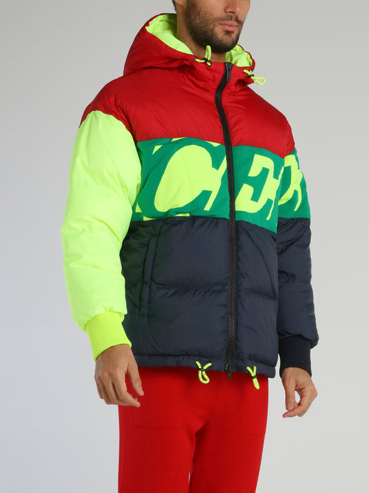 Colour Block Removable Hood Puffer Jacket