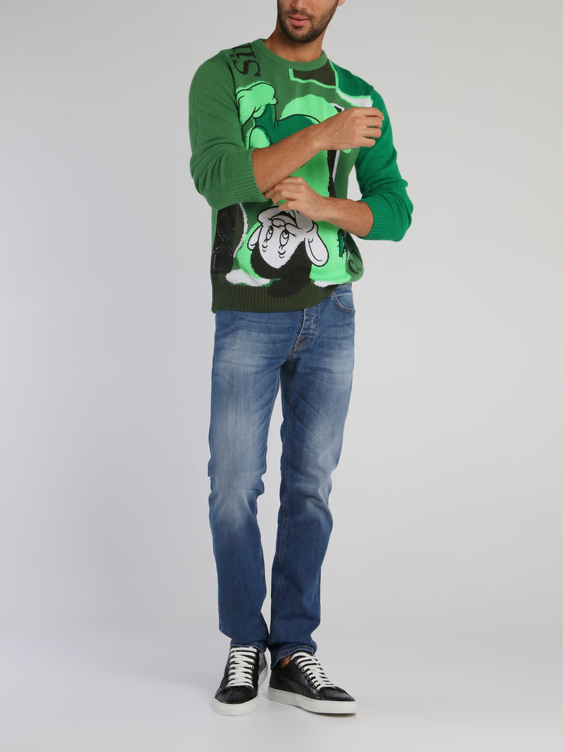 Disney Dopey Green Knitted Sweater