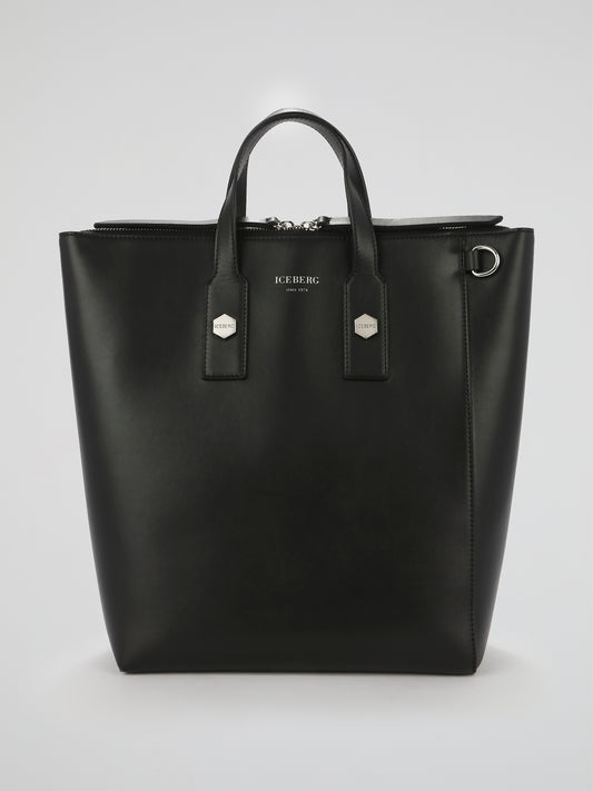 Black Tote Style Leather Bag