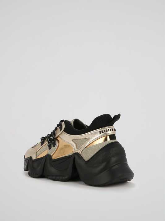 Runner Crystal Gold Chunky Sneakers