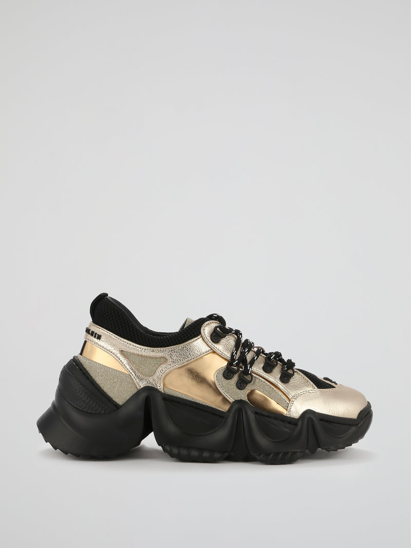 Runner Crystal Gold Chunky Sneakers