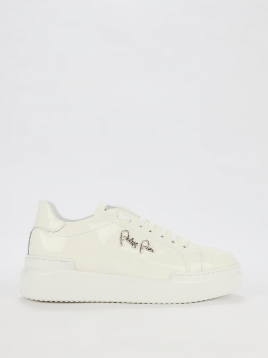 White Patent Leather Platform Sneakers