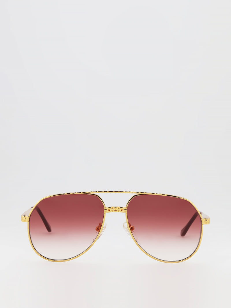 Burgundy Gradient Aviator Sunglasses