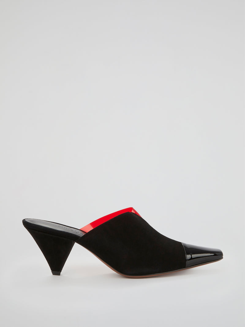 Black and Red Acetate Mules