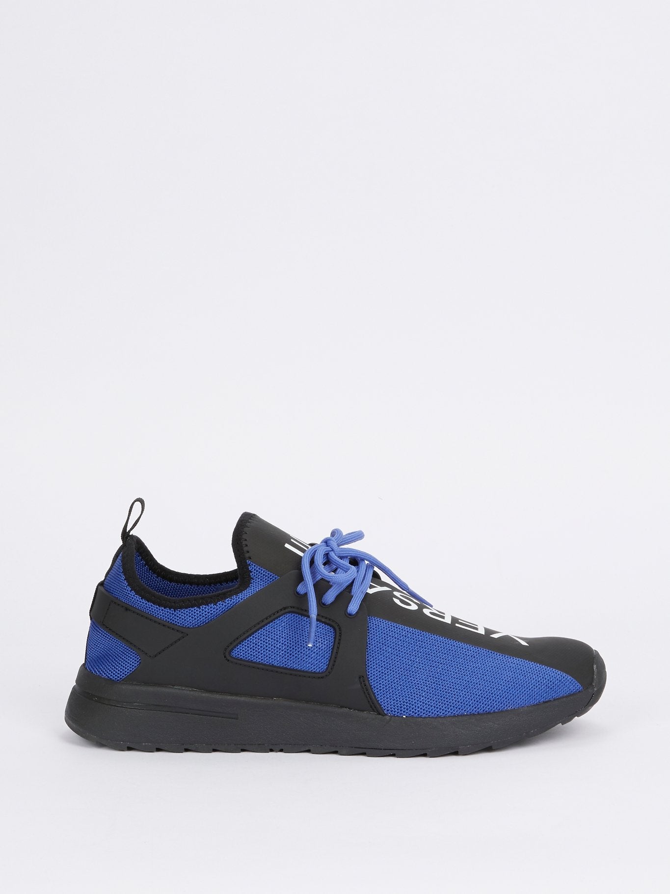 Blue Mesh Panel Lace up Sneakers