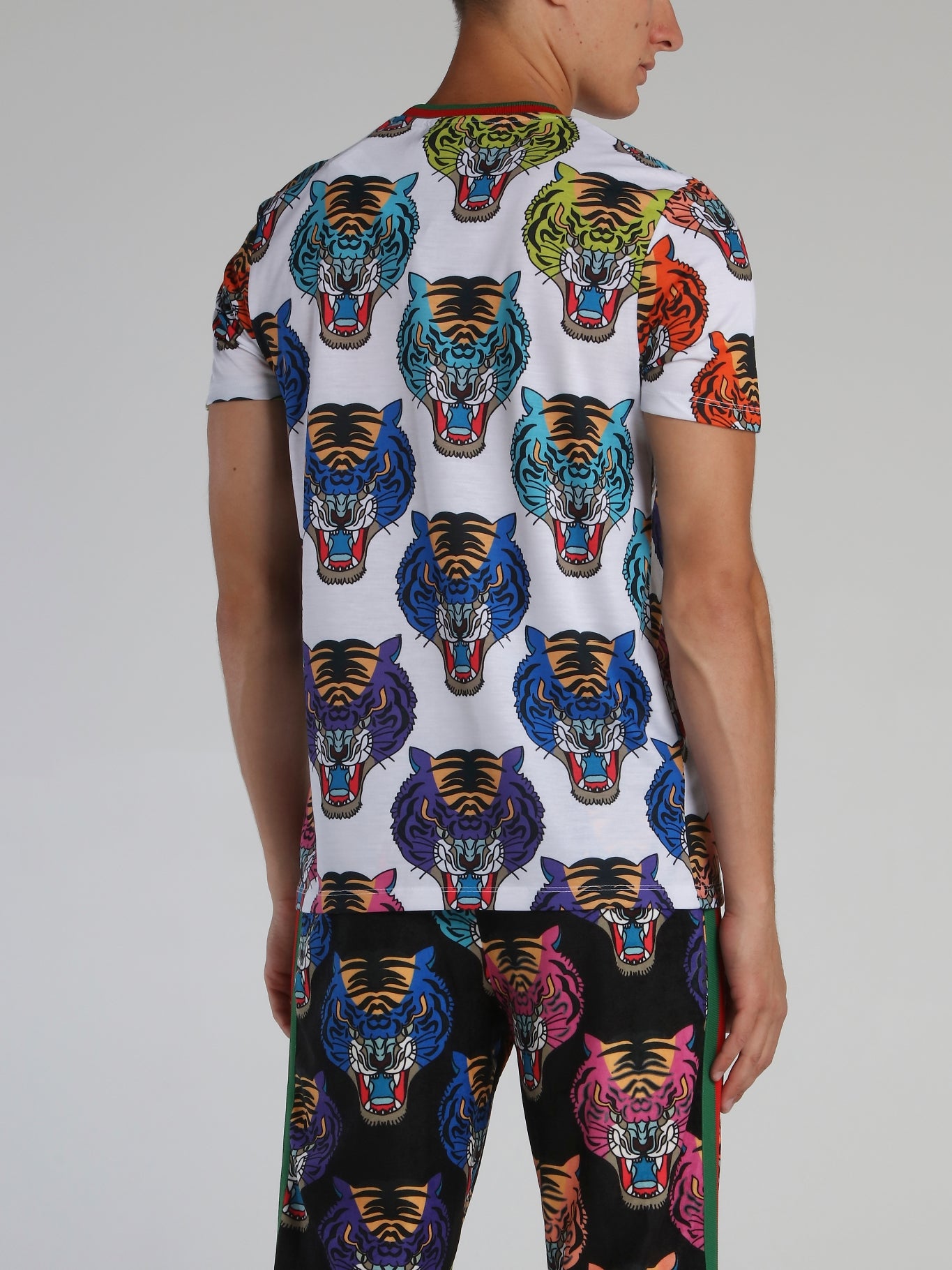 Tiger Face All Over Round Neck T-Shirt