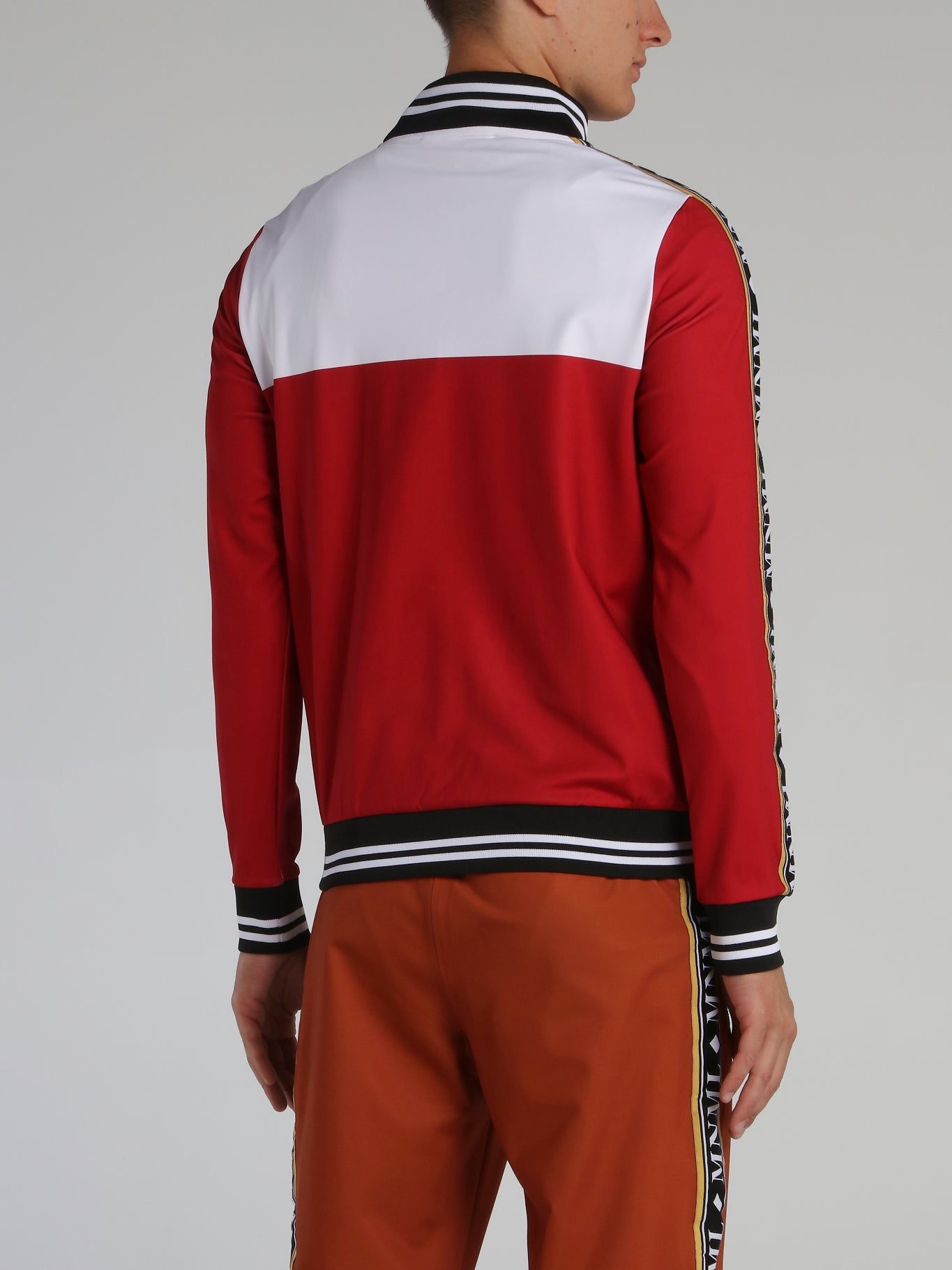 Red Stripe Trim Monogram Sweatshirt