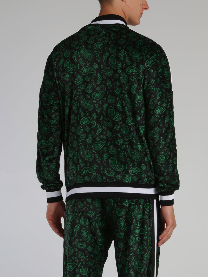 Green Paisley Print Sweatshirt