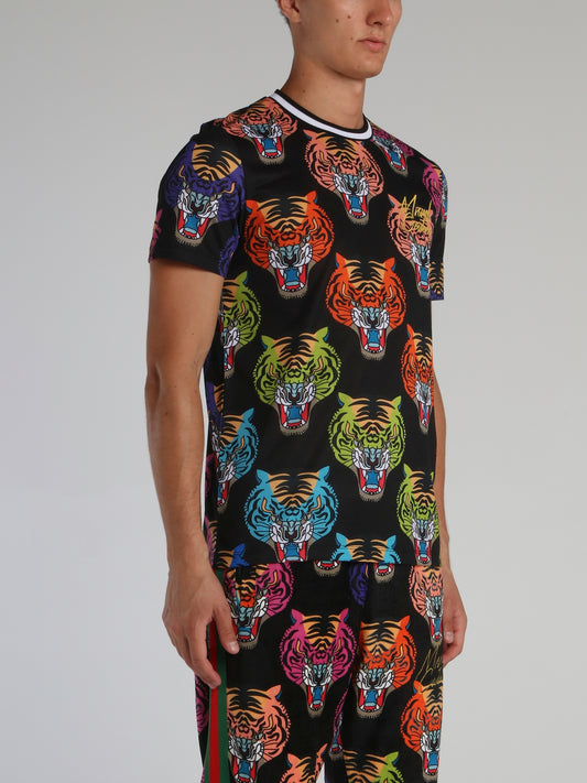 Tiger Face All Over Crewneck T-Shirt