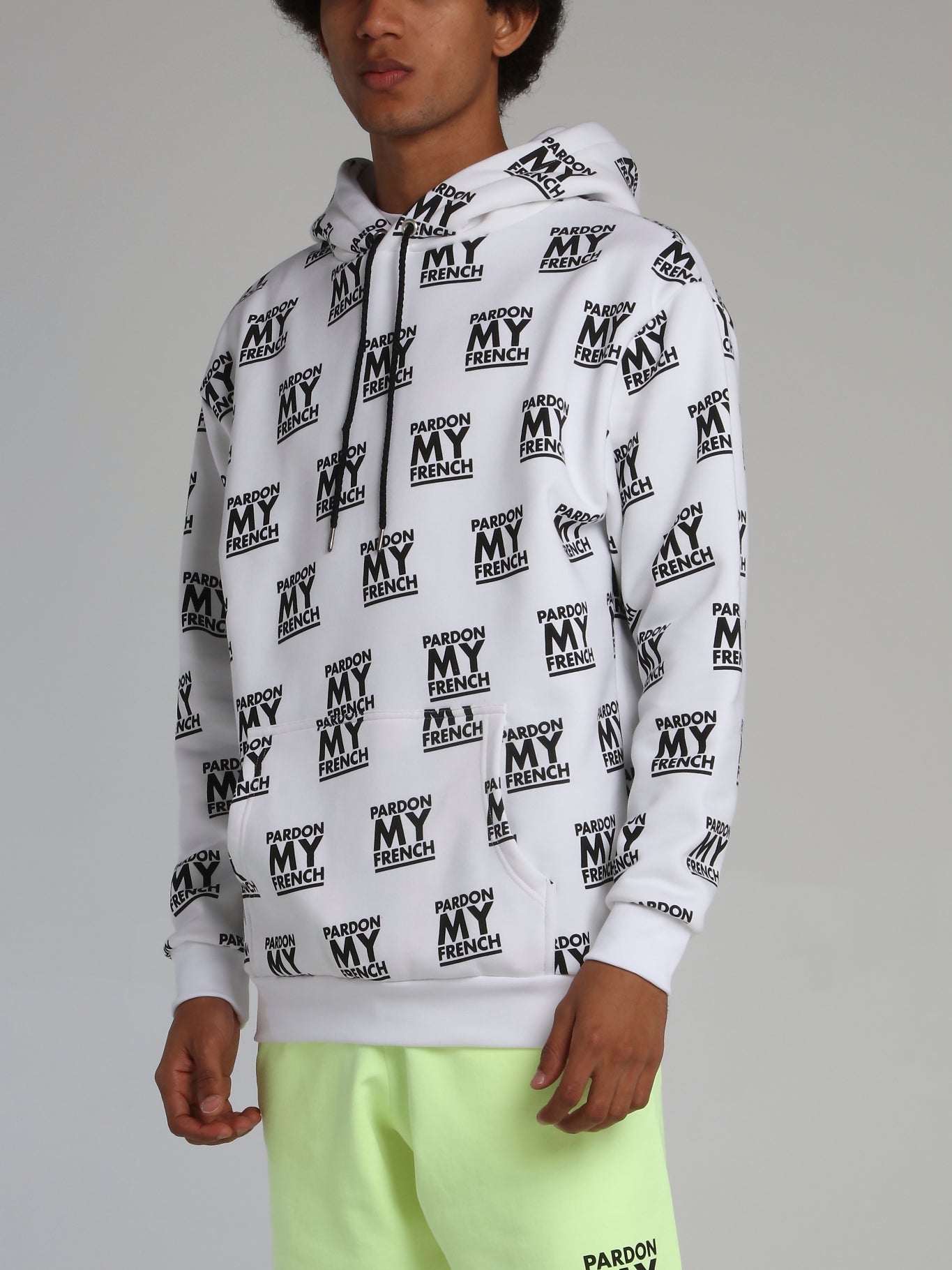 White Logo All Over Hoodie