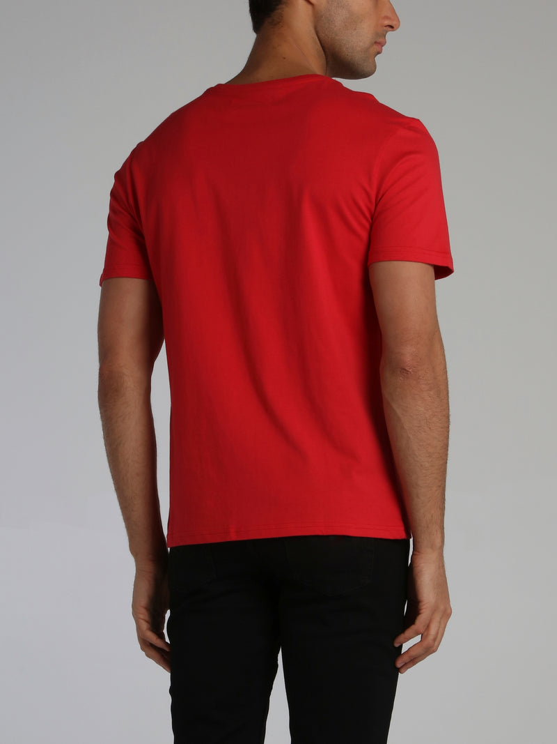 Red Split Skull Retro T-Shirt