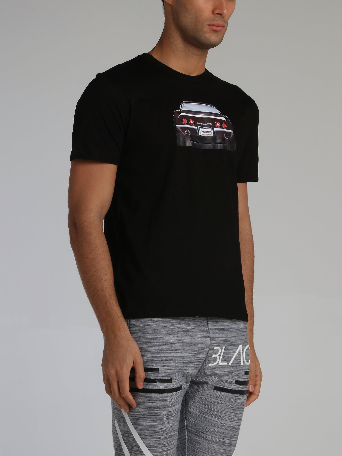 Black Rear View Printed T-Shirt