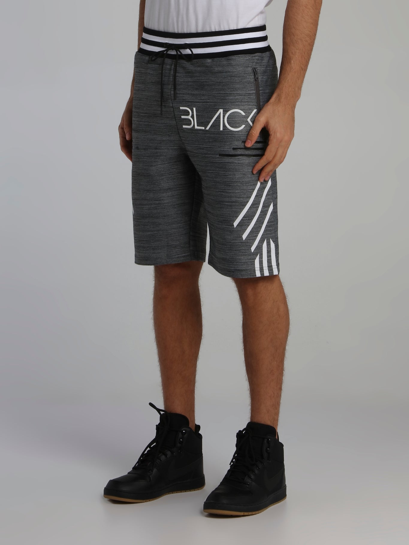 Black Stripe Detail Cyber Shorts