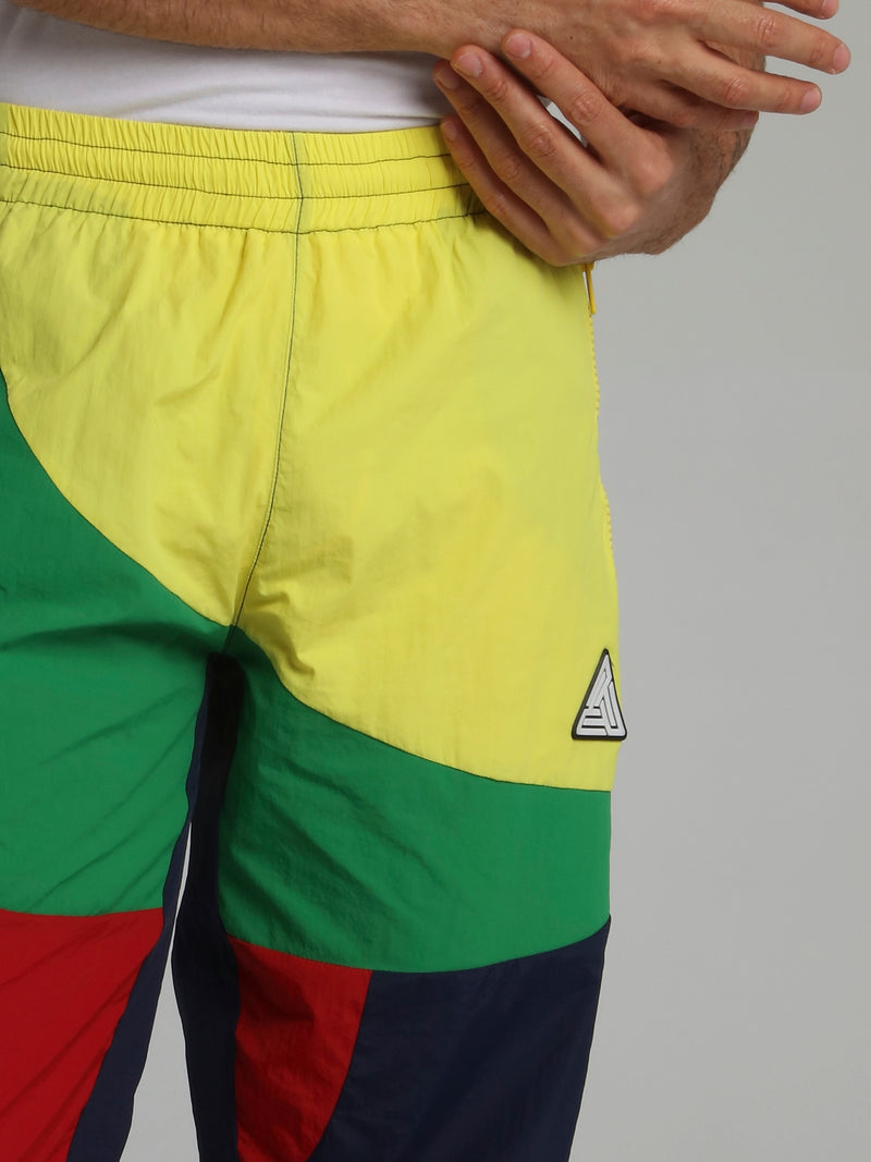 Colour Block Stretch Waistband Trousers