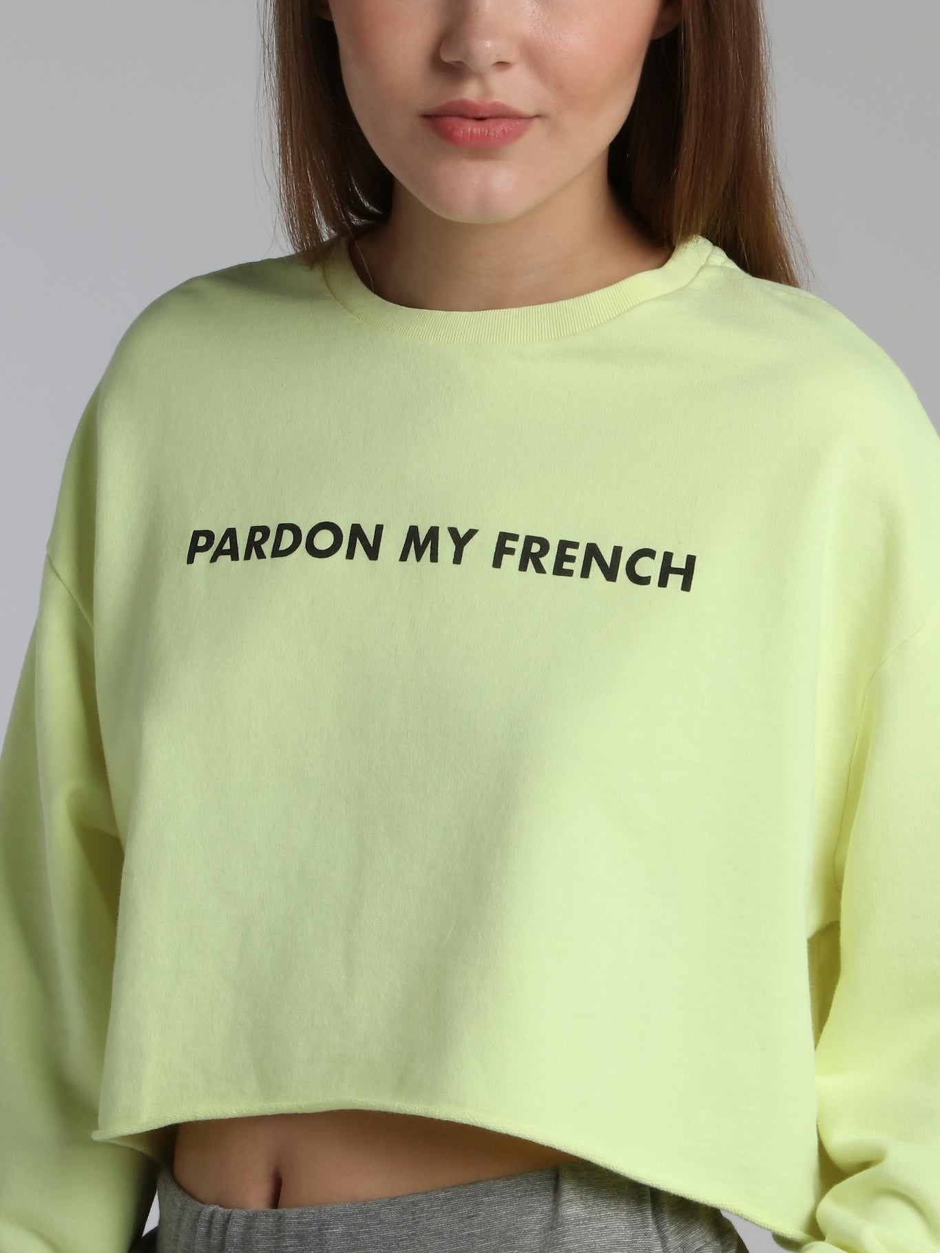 Neon Yellow Statement Cropped Sweatshirt