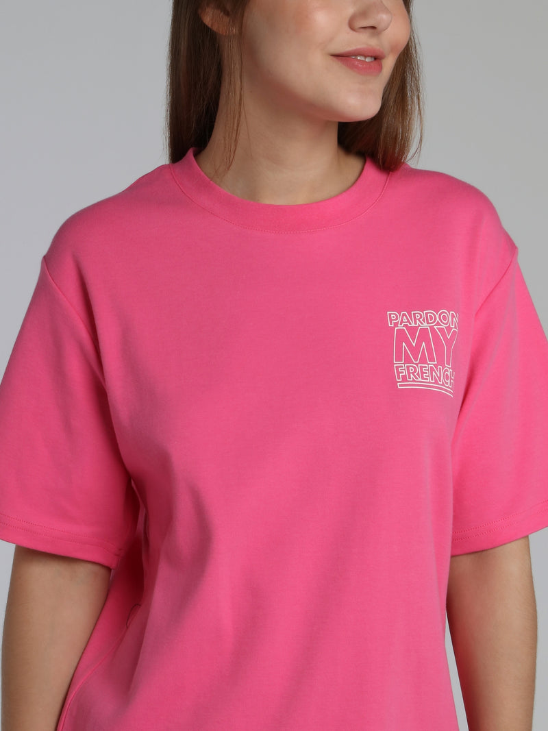 Pink Classic Logo Crewneck T-Shirt