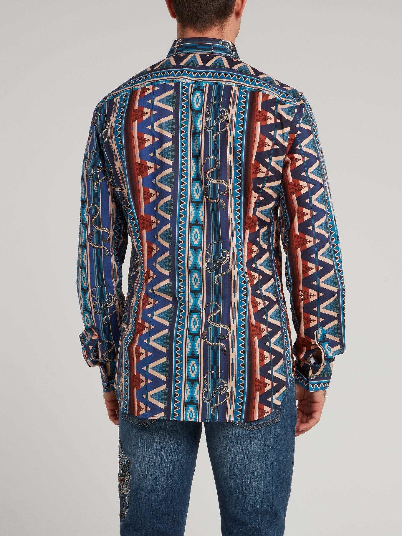 Blue Striped Jacquard Long Sleeve Shirt