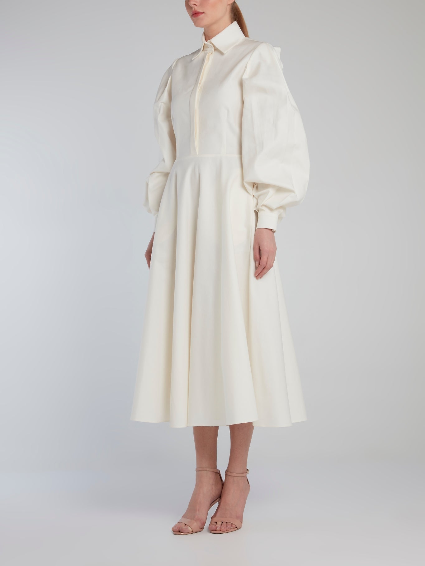 puff sleeve shirt dress Rebecca Taylor Choose from neutral shades and classic prints Puff Sleeve Ponte Shirt Dress