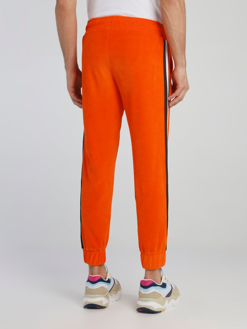 Orange Waistband Chenille Track Pants
