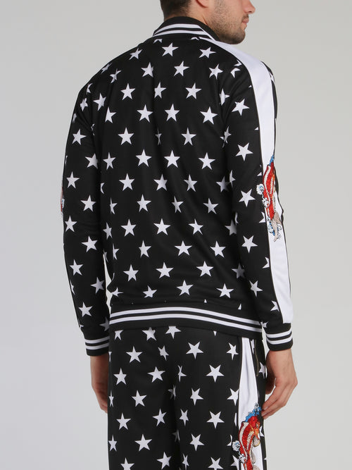Stars And Carp Stripe Trim Sweatshirt