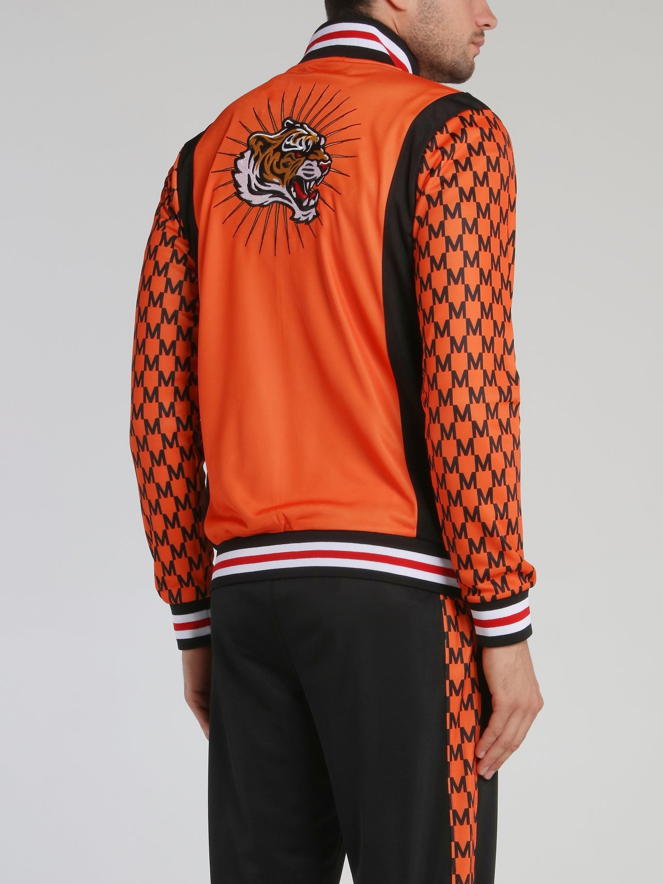 Orange Monogram Sleeves Tiger Print Sweatshirt