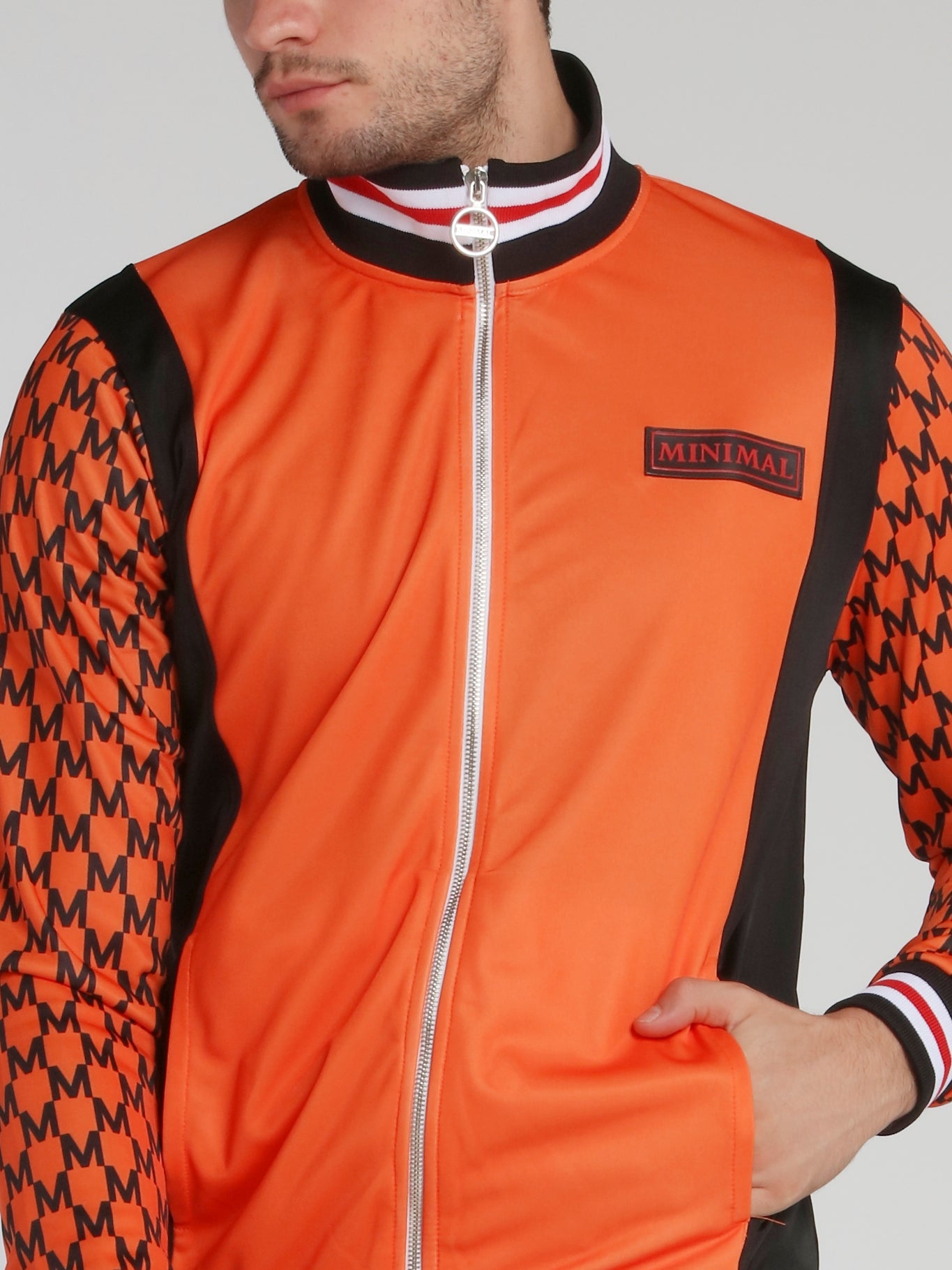 Orange Monogram Sleeves Tiger Print Sweatshirt