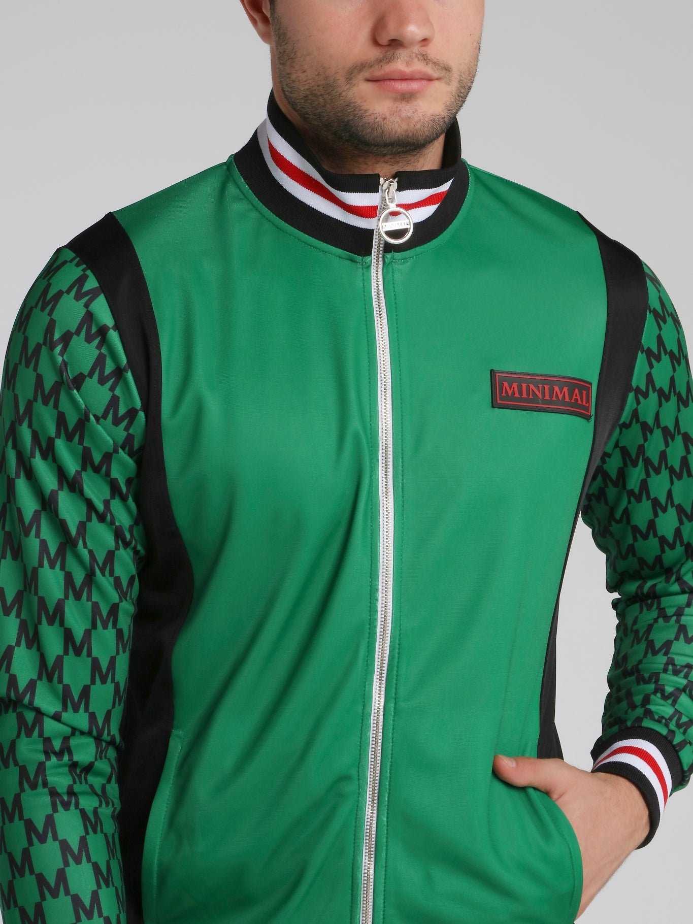 Green Monogram Sleeves Tiger Print Sweatshirt