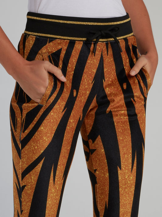 Gold Tiger Chenille Capri Pants